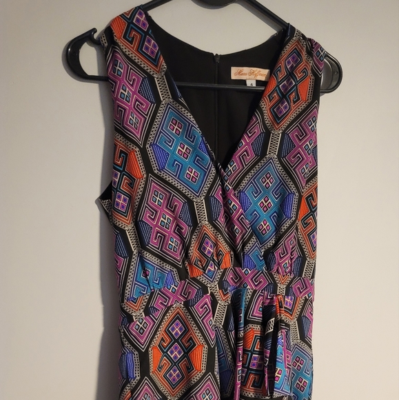 Mara Hoffan Silk Multi Colored Geometric Long Maxi Dress Size 4 - Picture 2 of 8